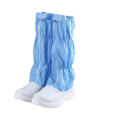 PU überziehen 5mm statische Gewebe-weiße blaue Reinraum-Antistiefel-Breathable wiederverwendbares mit Leder