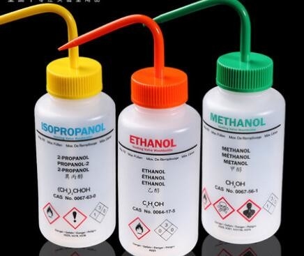 chemische Prelabelled Flasche des Volumen-500ml, gebogener Mund LDPE IPA Spritzflasche