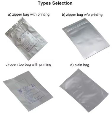 Verschluss mit Reißverschluss Metallisierte Feuchtigkeitsbarriere Tasche Hochbarriere Silber und Feuchtigkeitsbarriere mit Reißverschluss