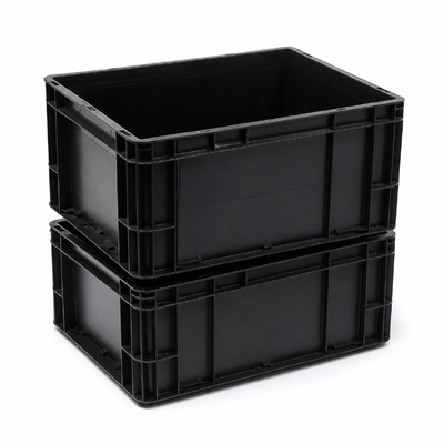 Black PP ESD Stackable Storage Bin 10^3-10^5 Ohm for PCB and Component Turnover