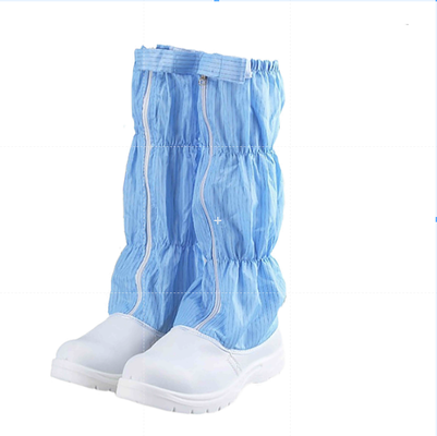 PU-Leder 5mm Antistatische Stoff Reinraumstiefel Weiß Blau Atmungsaktiv Wiederverwendbar
