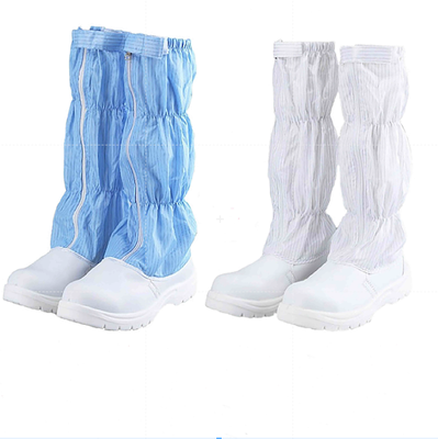 PU-Leder 5mm Antistatische Stoff Reinraumstiefel Weiß Blau Atmungsaktiv Wiederverwendbar